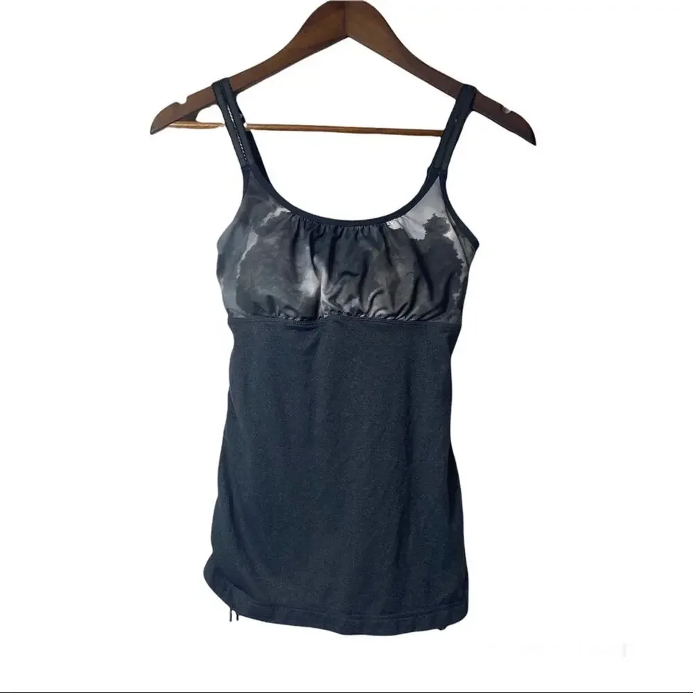 Lululemon 4 Gray Tye‎ Dye Cinched Ruffle Tank